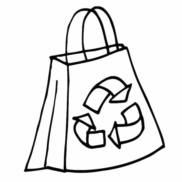 Vector Single Sketch Paper Bag for Grocery Shopping Recycle bag