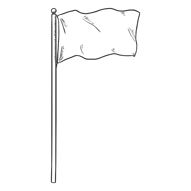 Vector Single Sketch Waving Flag