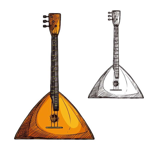 Vector sketch balalaika guitar musical instrument