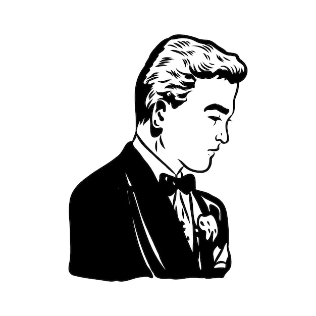 Vector Sketch, comics style man businessman in suit, with folded hands,