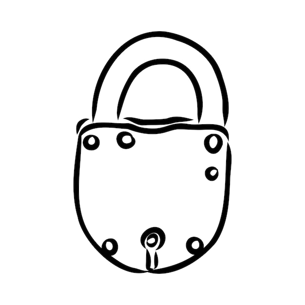 Vector sketch illustration  padlock padlock vector illustration