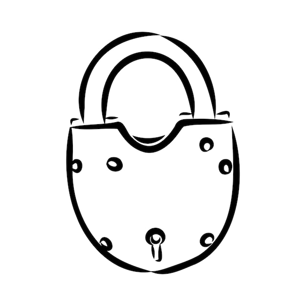 Vector sketch illustration  padlock padlock vector illustration