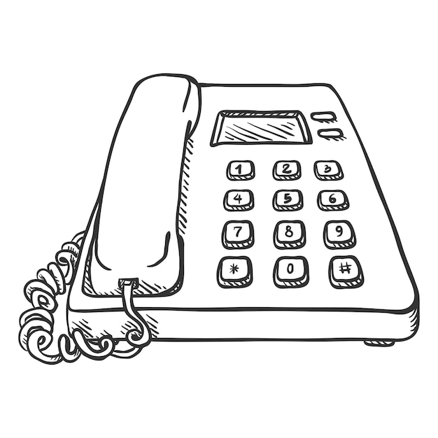 Vector Sketch Office Telephone Business Phone