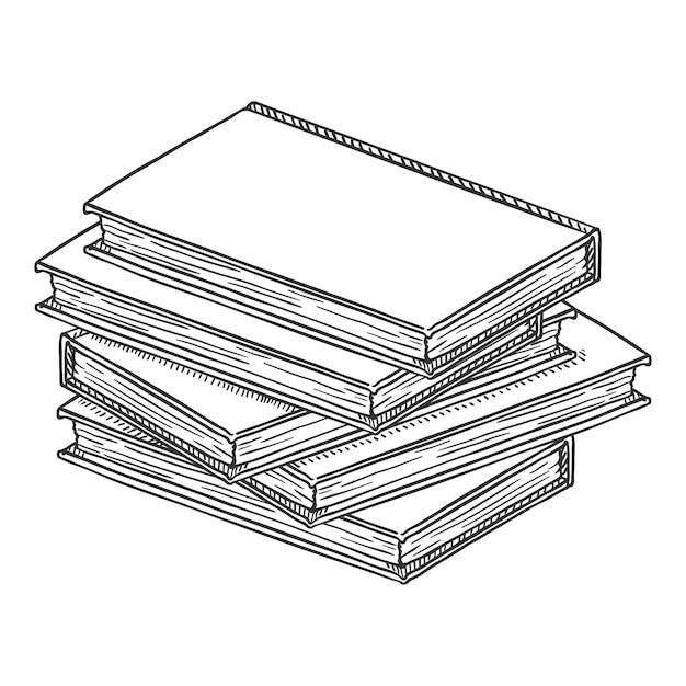 Vector Sketch Pile of Hardcover Books