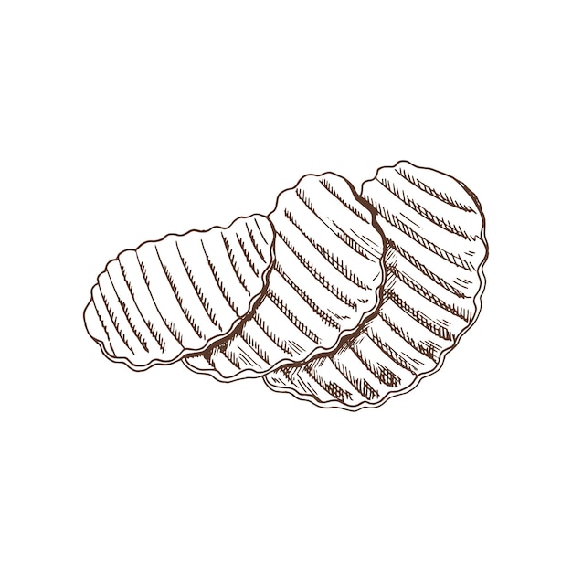 Vector sketch of potato crisps Eco food illustration