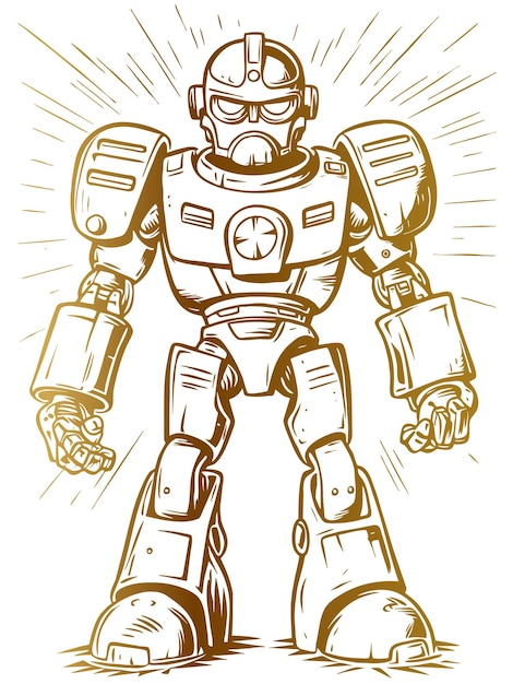 Vector vector sketch robot stroke line illustration