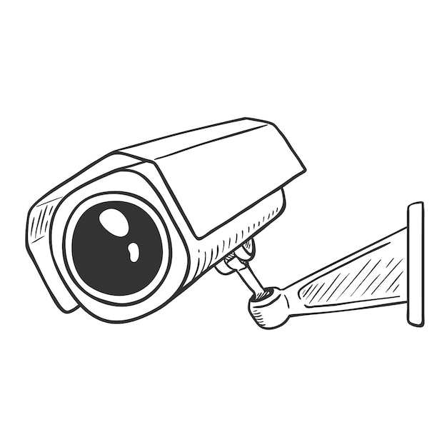 Vector Sketch Security Camera CCTV Illustration