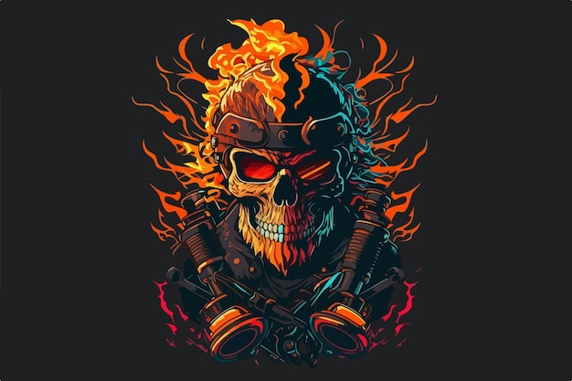 Vector skull biker art for tshirt