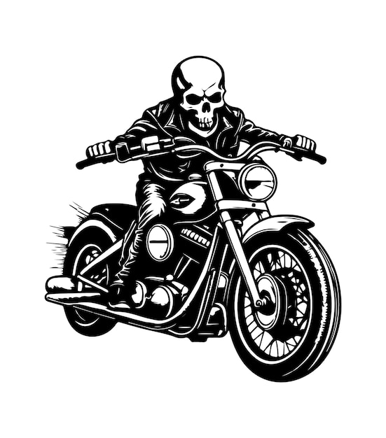 vector skull biker riding the vintage motorcycle