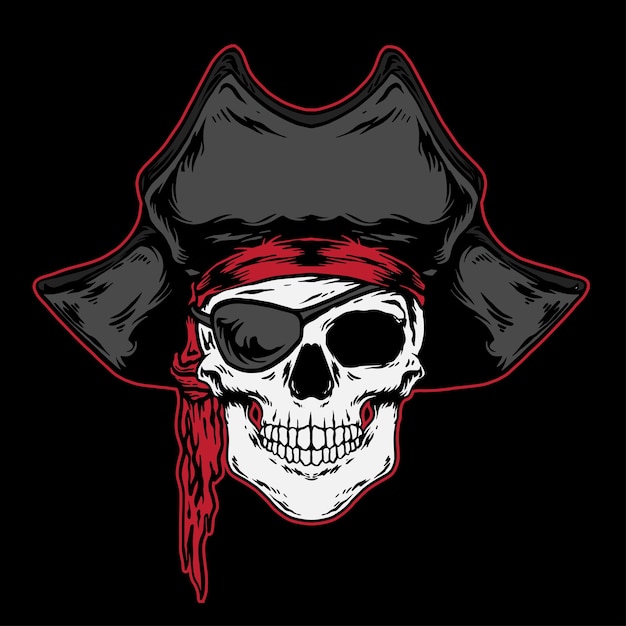 Vector skull pirate hand drawn