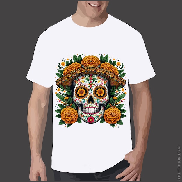 vector skull summer beach tshirt design and illustration with generated AI