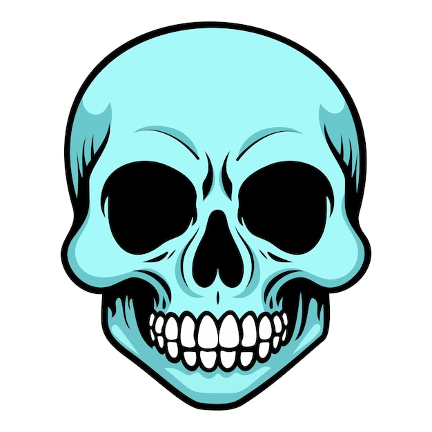 Vector skull with black outline halloween tattoo and stickers