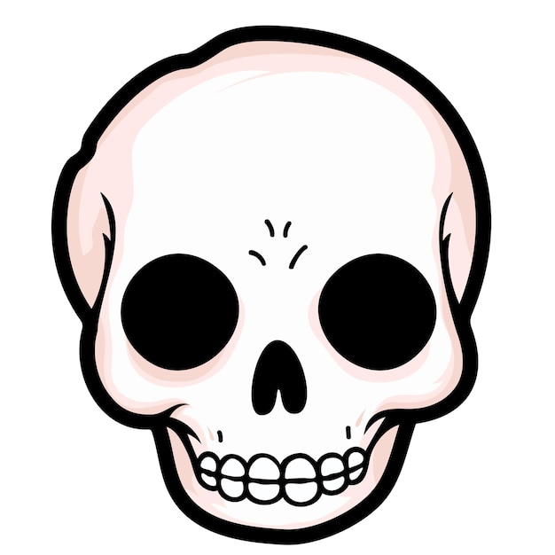 Vector skull with black outline halloween tattoo and stickers