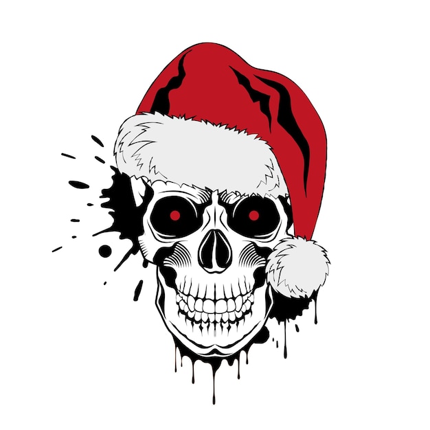 Vector skull with Santa hat