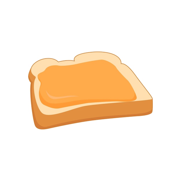 Vector slice of bread or toast with a peanut butter isolated illustration