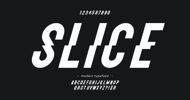 Vector slice font slanted style modern typography