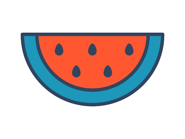 Vector slice of watermelon Retro clipart Summer fruit Watermelon with outline