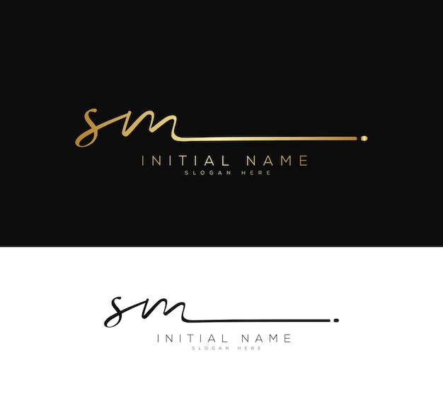 Vector vector sm s m initial letter handwriting and signature logo