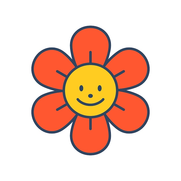 Vector smiling flower Cute positive flower with face