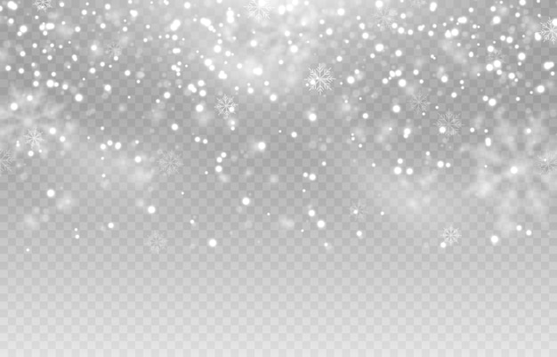 Vector snow. Snow png. Snow on an isolated transparent background. Snowfall, blizzard, winter.