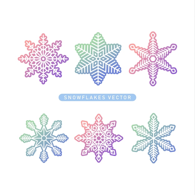 Vector snowflakes gradient icon collection