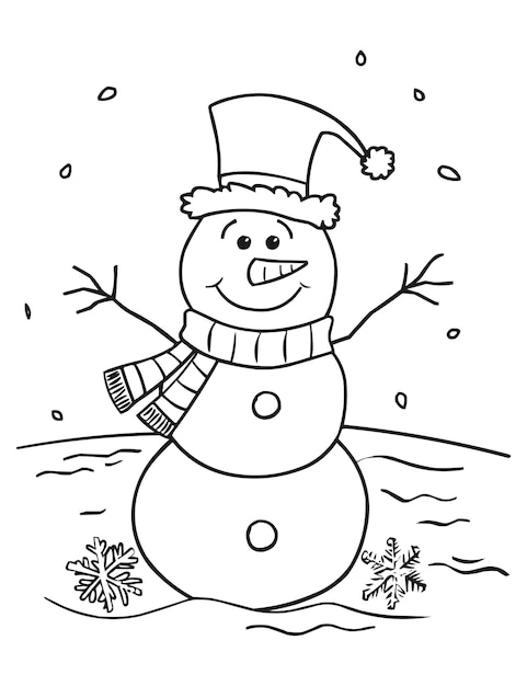 Vector vector snowman coloring page for kids