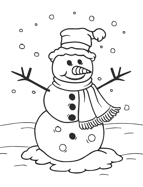 Vector vector snowman coloring page for kids