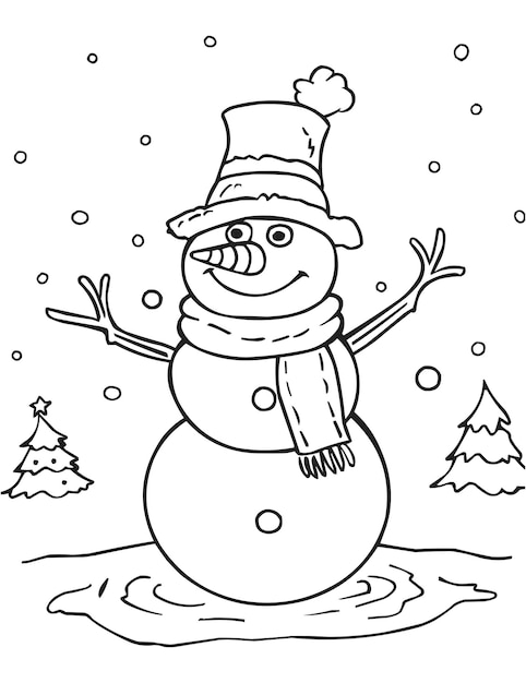 Vector vector snowman coloring page for kids