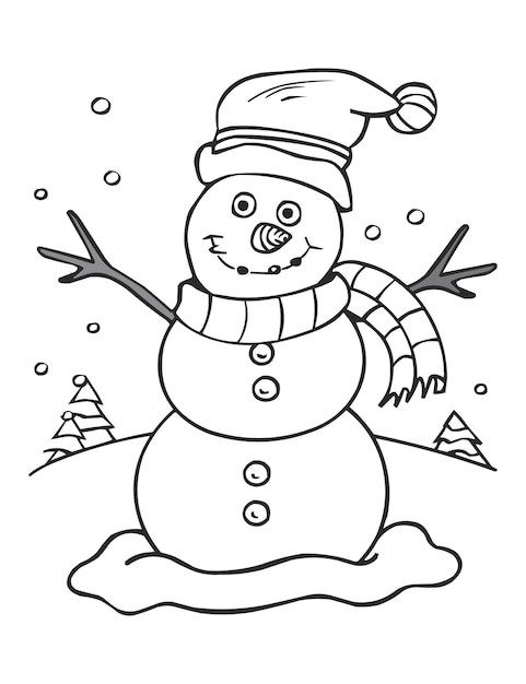 Vector vector snowman coloring page for kids