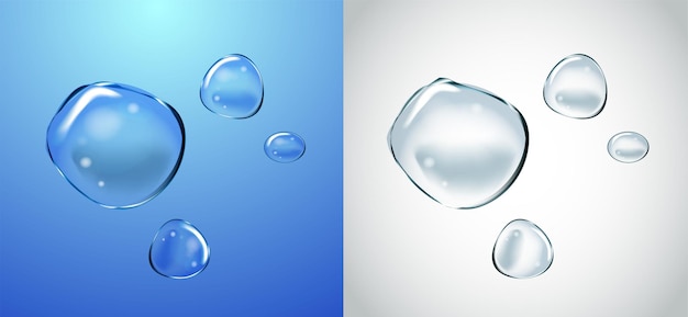 Vector Soap Water Bubbles Set Transparent Isolated Realistic Design Elements Can be used with any Background