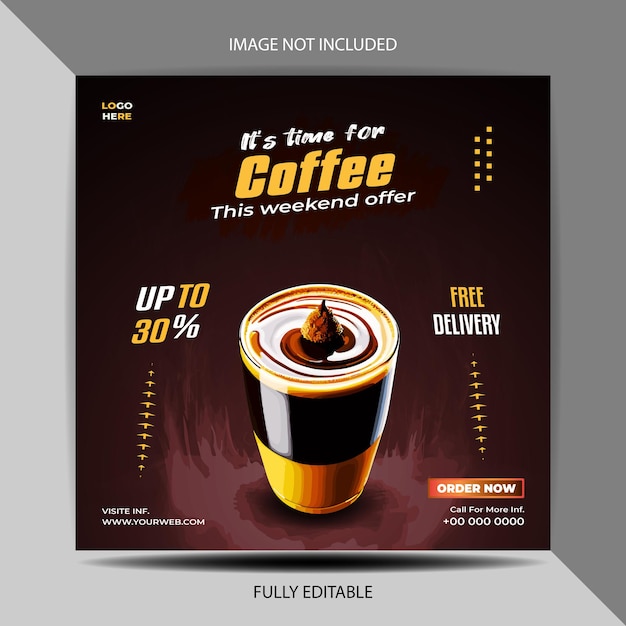 Vector social media coffee International Day and Instagram template