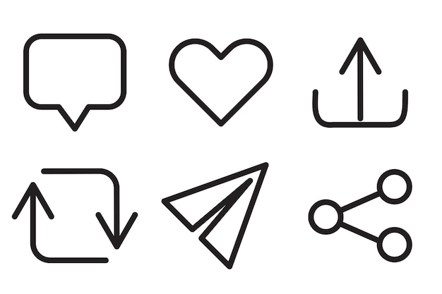 Vector vector social media icons black outline symbols communication and sharing minimalist design