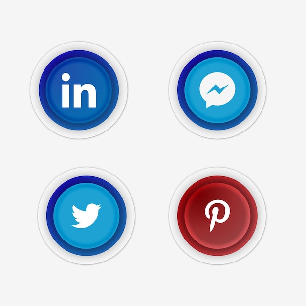 vector social media logo buttons set