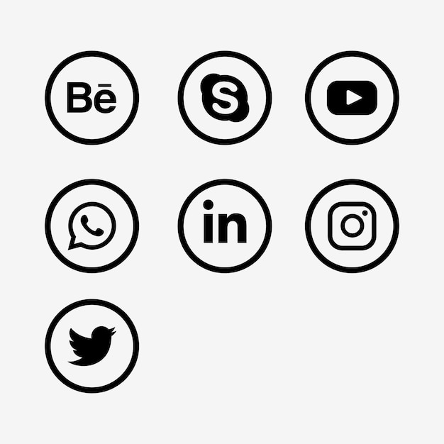 vector social media logo buttons set