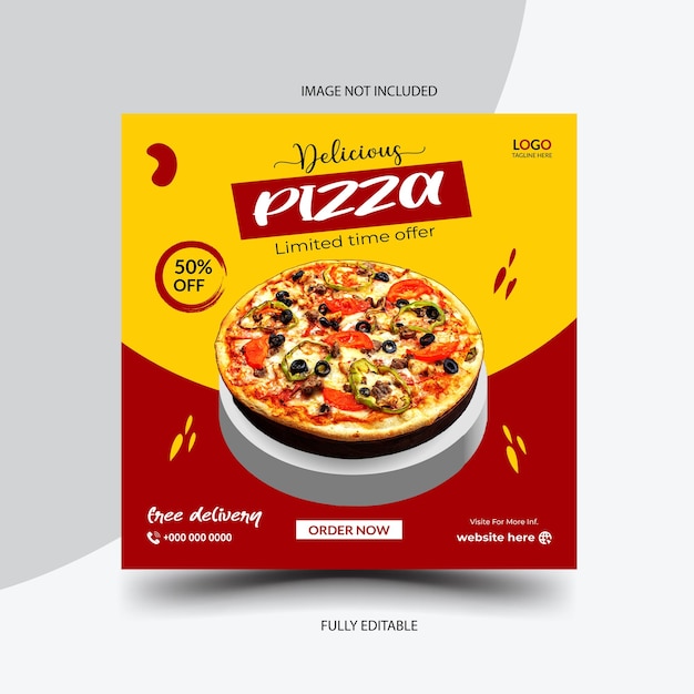 Vector social media pizza post ready and promotional template