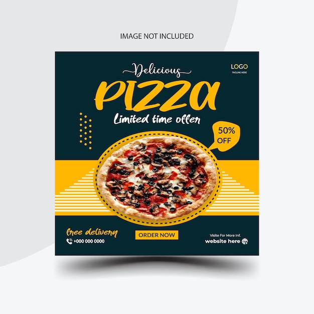 Vector social media pizza post ready and promotional template