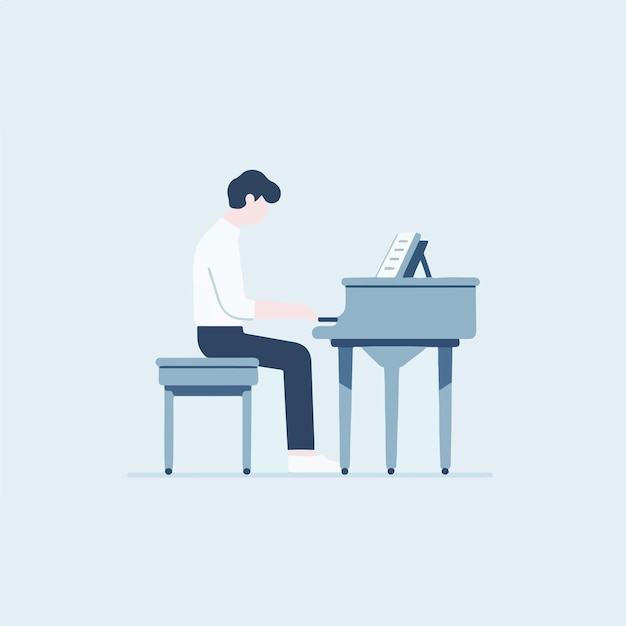 Vector vector of someone playing the piano with a simple and minimalist flat design style