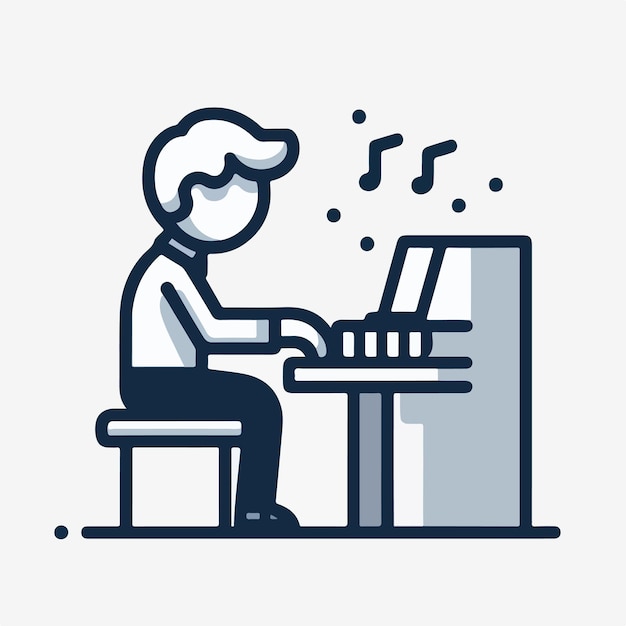 vector of someone playing the piano with a simple and minimalist flat design style