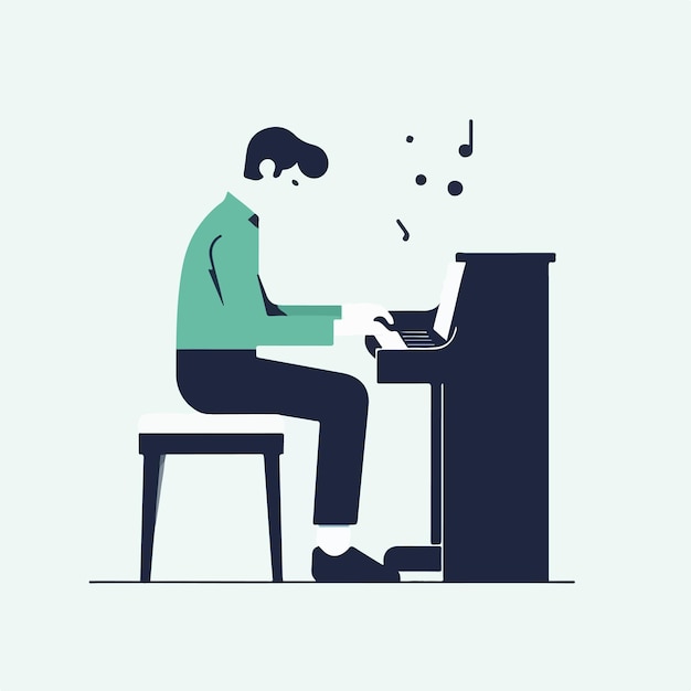 Vector vector of someone playing the piano with a simple and minimalist flat design style