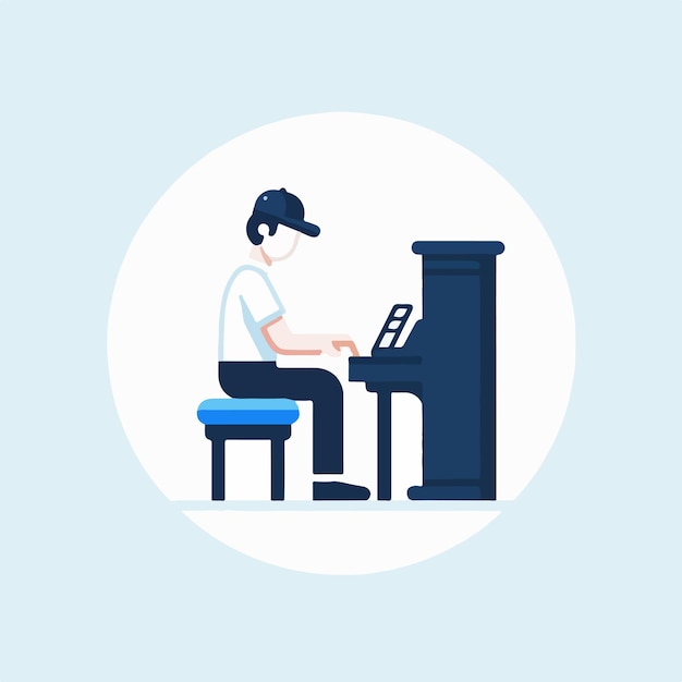 Vector vector of someone playing the piano with a simple and minimalist flat design style