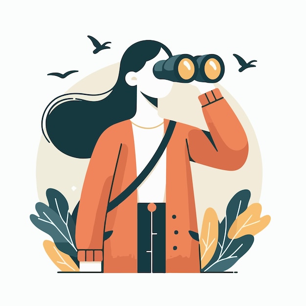 Vector vector of someone using binoculars with a simple and minimalist flat design style