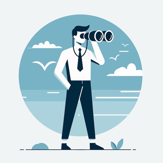 Vector vector of someone using binoculars with a simple and minimalist flat design style