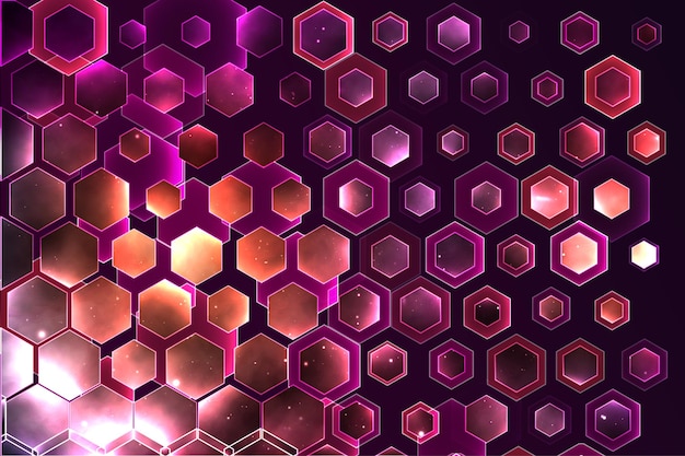 Vector space background with hexagons and bright highlights