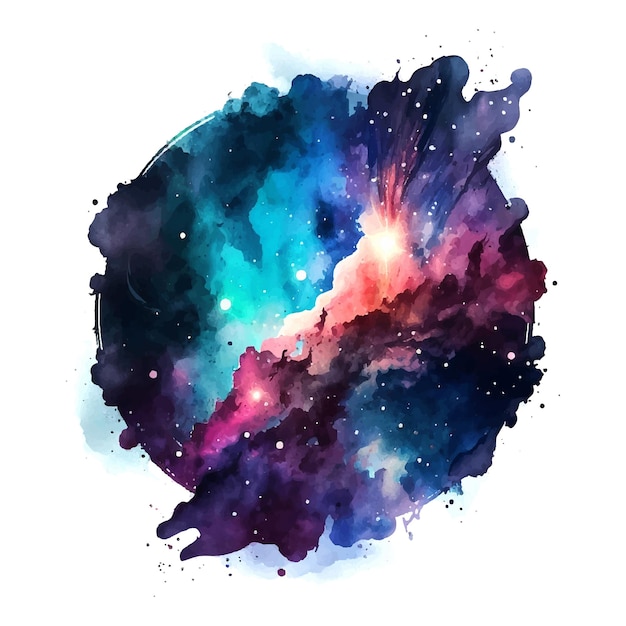 Vector space dark blue background with stars and clouds watercolor night sky background