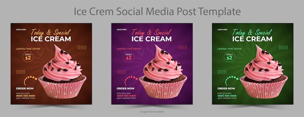 Vector special delicious ice cream social media post banner design template