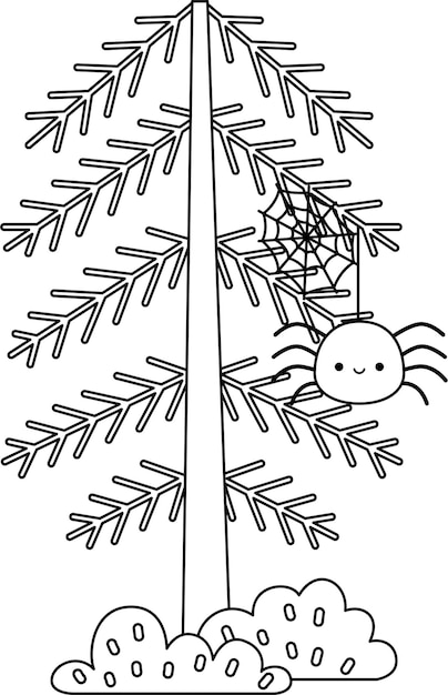 Vector a vector of a spider in a tree in black and white coloring