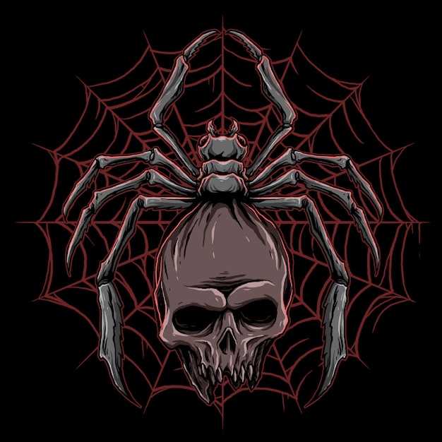 Vector of spider with skull illustration