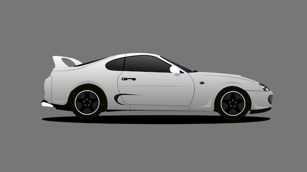 vector sport car supra white grey background