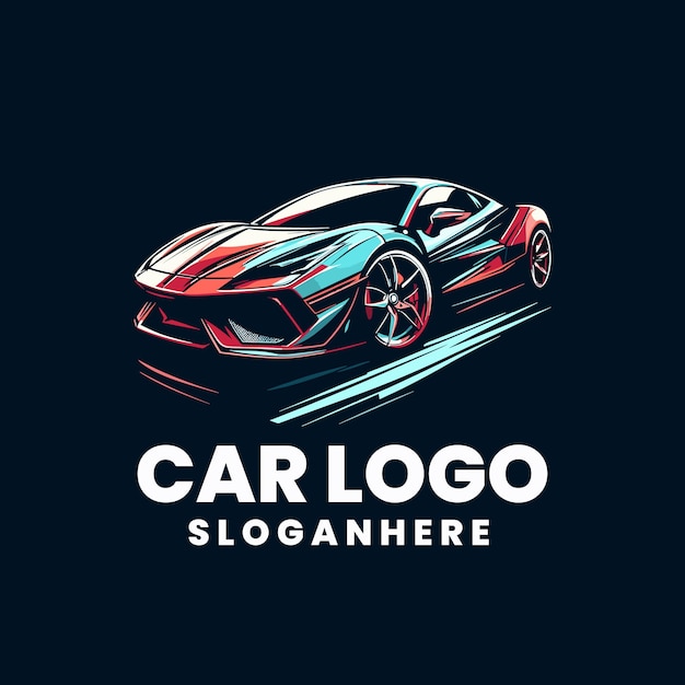 Vector sports car abstract lines logo template