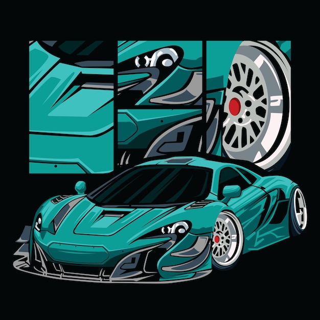 vector sports car with details